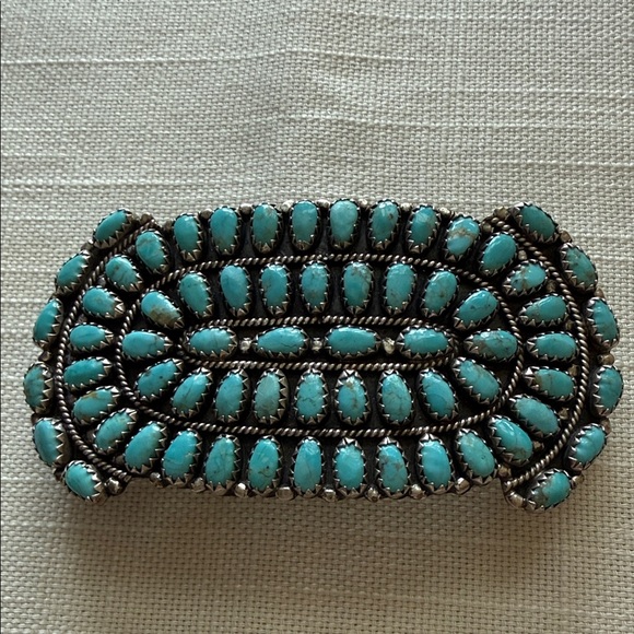 Larry Moses Begay Navajo Accessories - Larry Moses Begay “LMB Navajo” Vintage Turquoise and Sterling Hair Barrette